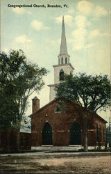 Congregational Church Brandon, VT Postcard Postcard