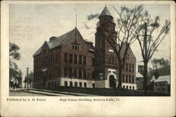 High School Building Bellows Falls, VT Postcard Postcard