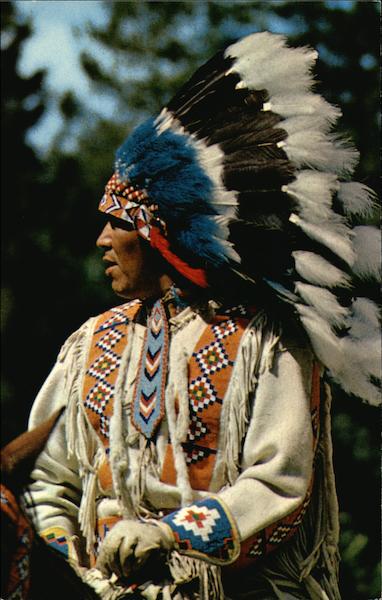 A North American Indian in Traditional Head-Dress Native Americana