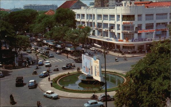 Fountain and Plaza in Downtown Saigon Vietnam Southeast Asia