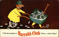 "I Hit The Jackpot At Harrah's Club Reno and Lake Tahoe" Nevada Postcard Postcard