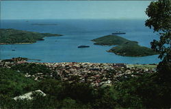 View of Charlotte Amalie with Hassel Island in the Harbor St. Thomas, U.S. Virgin Islands Caribbean Islands Postcard Postcard