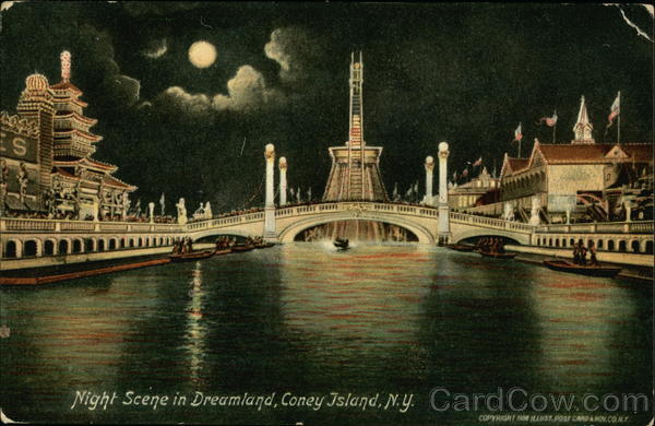 Night Scene in Dreamland Coney Island New York