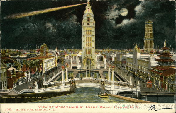 View of Dreamland by Night Coney Island New York