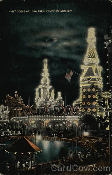 Night Scene at Luna Park Coney Island New York