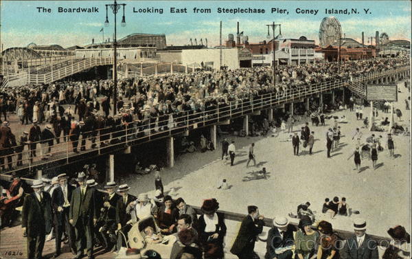 The Boardwalk Looking East from Steeplechase Pier Coney Island New York
