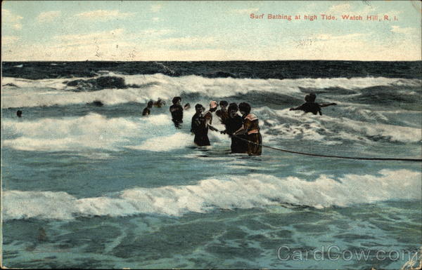Surf Bathing at High Tide Watch Hill Rhode Island