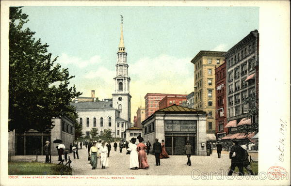 Park Street Church and Tremont Street Mall Boston Massachusetts