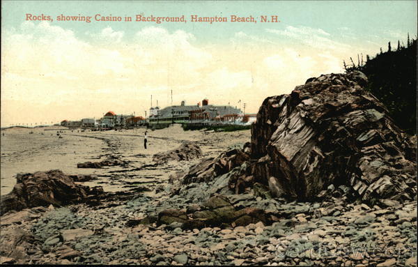 Rocks, Showing Casino in Background Hampton Beach New Hampshire