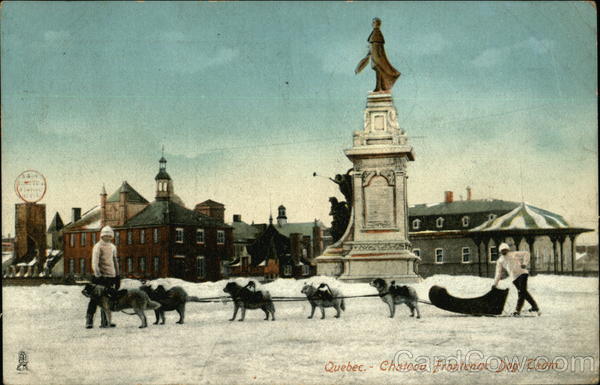 Chateau Frontenac and Dog Team Quebec QC Canada