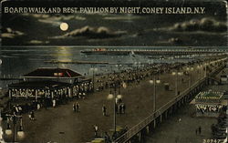 Boardwalk and REst Pavilion by Night Postcard