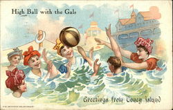 High Ball With the Gals - Greetings From Coney Island Postcard