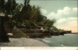Beach Looking West, Four Mile Creek Erie, PA Postcard Postcard