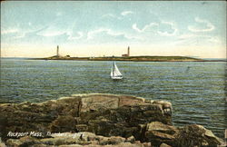 Thatchers Lights Rockport, MA Postcard Postcard