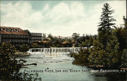Piscataquog River, Dam and Bobbin Shop, West Manchester Postcard