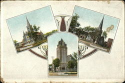Catholic, Presbyterian and M. E. Churches Postcard