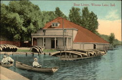 Boat Livery Winona Lake, IN Postcard Postcard