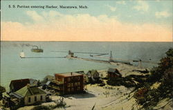 S. S. Puritan Entering Harbor Macatawa, MI Postcard Postcard