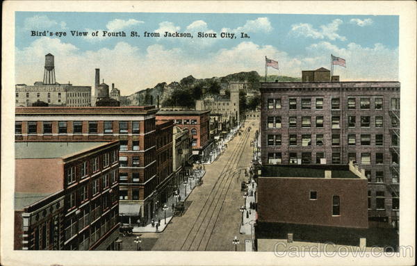 Bird's Eye View of Fourth Street from Jackson Sioux City Iowa