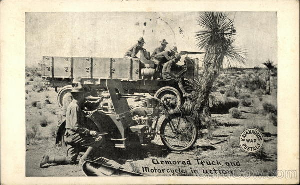 Armored Truck and Motorcyle in Action World War I