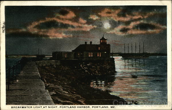 Breakwater Light at Night, Portland Harbor Maine