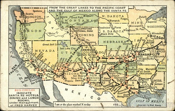 Map From the Greak Lakes to the Pacific Coast and the Gulf of Mexico Along the Santa Fe