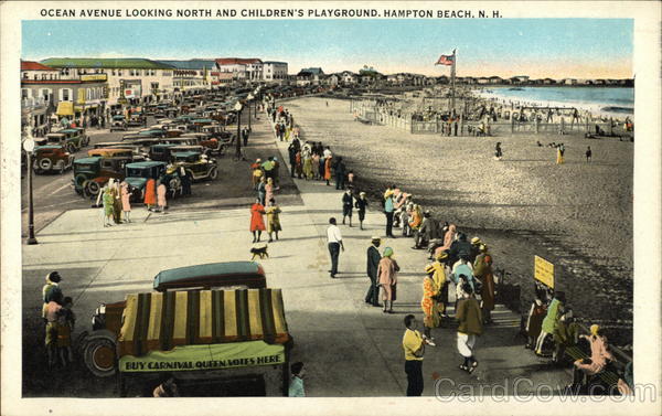 Ocean Avenue Looking North and Children's Playground Hampton Beach, NH