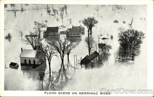 Flood Scene on Merrimac River Massachusetts