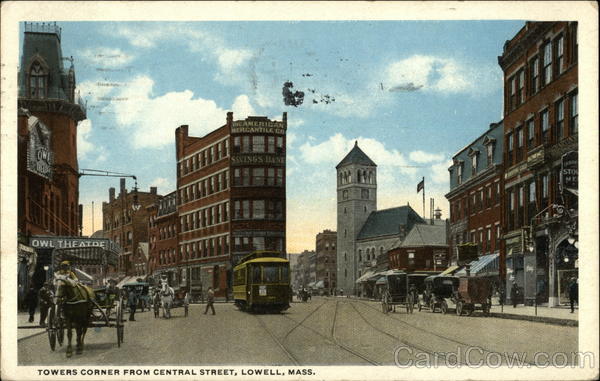 Towers Corner from Central Street Lowell Massachusetts