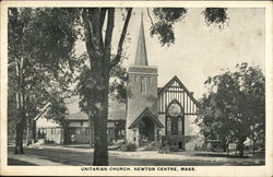 Unitarian Church Newton Centre, MA Postcard Postcard