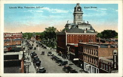 Bird's Eye View of Court House on Lincoln Way Valparaiso, IN Postcard Postcard