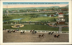 Racing Scene at Latonia Race Track Postcard