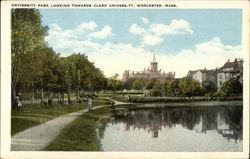 University Park Looking Towards Clark University Postcard
