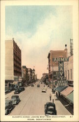 Eleventh Avenue, Looking West from Broad Street Regina, SK Canada Saskatchewan Postcard Postcard