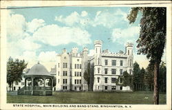 State Hospital - Main Building and Bandstand Postcard