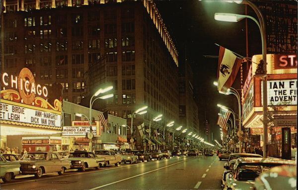 State Street at Night Chicago Illinois