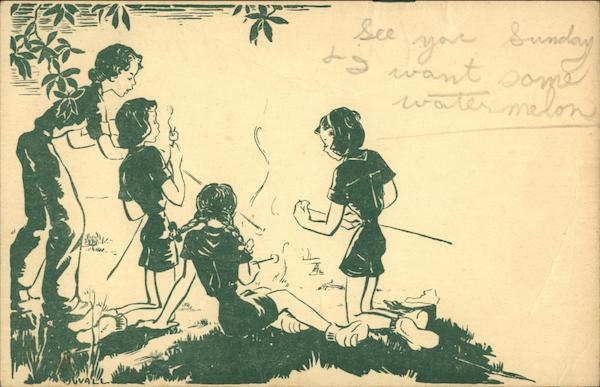 GIrl Scouts Toasting Marshmallows
