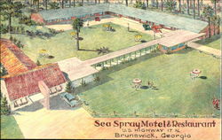 Sea Spray Motel & Restaurant Brunswick, GA Postcard Postcard