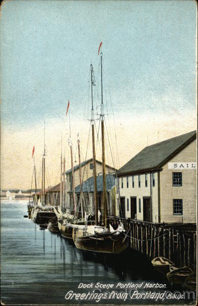 Dock Scene Portland Harbor, Greetings from Portland, Maine