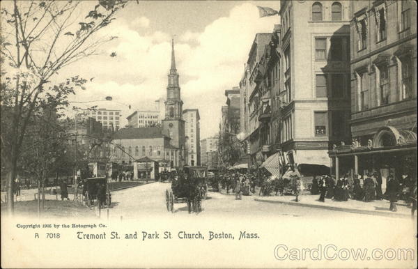Tremont St. and Park St. Church Boston Massachusetts