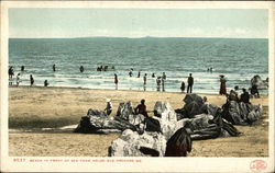 Beach in Front of Sea Foam House Old Orchard Beach, ME Postcard Postcard