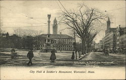 City Hall & Soldier's Monument Postcard