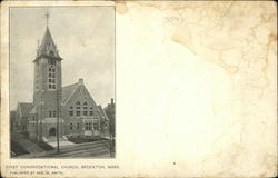First Congregational Church Brockton, MA Postcard Postcard