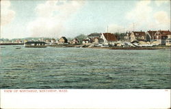 View of Town and Beach Winthrop, MA Postcard Postcard