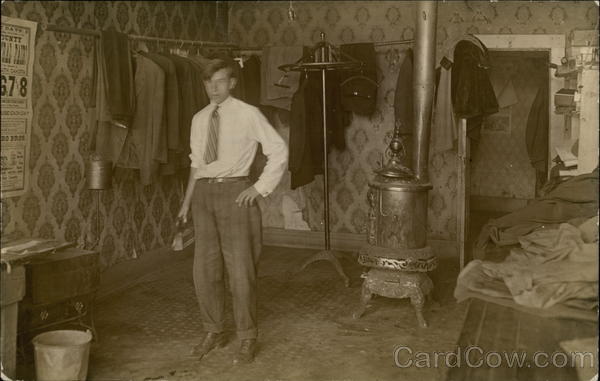 Tailor Shop Interior - Man Holding Iron Webster South Dakota