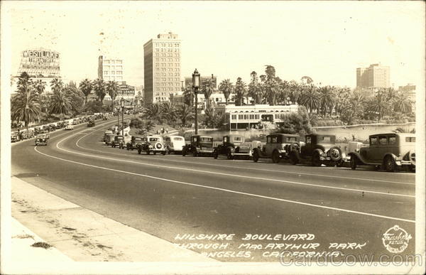 Wilshire Boulevard through MacArthur Park Los Angeles California