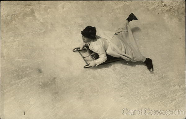 Woman Sledding on Ice Women