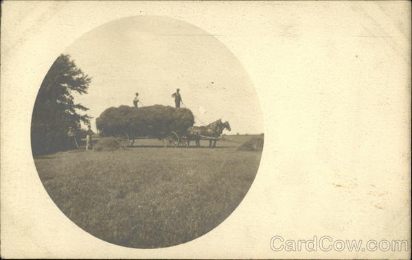 Loading Hay Onto Wagon Farming