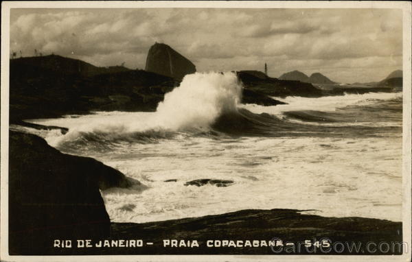 Waves Breaking on Beach Rio de Janeiro Brazil