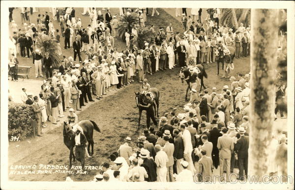 Leaving Paddock for Track, Hialeah Park Miami Florida